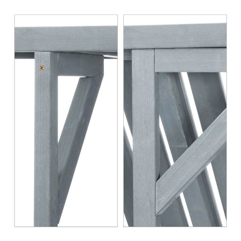 Table repliable pour balcon 60 x 40 x 10 cm gain de place ajustable hauteur style rustique en bois gris 13_0011277