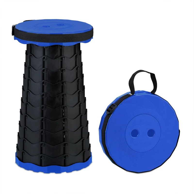 Tabouret pliant réglable camping pêche 20 x 20 x 40 cm en plastique noir 13_0016616