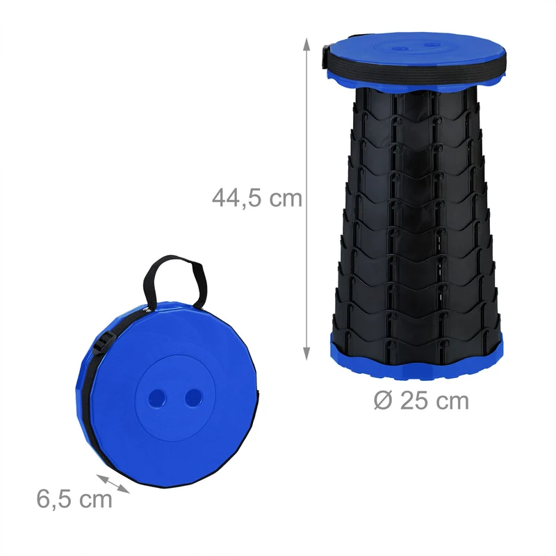 Tabouret pliant réglable camping pêche 20 x 20 x 40 cm en plastique noir 13_0016616