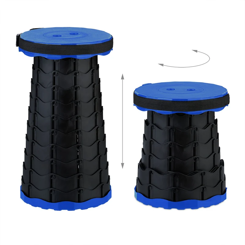 Tabouret pliant réglable camping pêche 20 x 20 x 40 cm en plastique noir 13_0016616