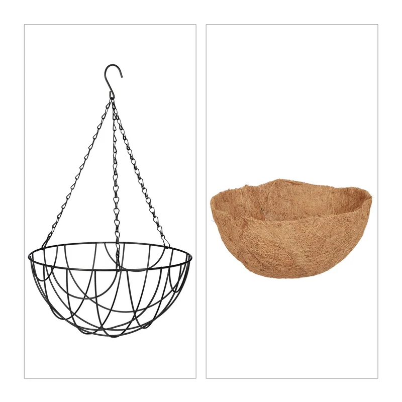 Lot de 3 suspensions pour plantes décoratives intérieur extérieur 80 x 20 x 20 cm en métal noir 13_0012390