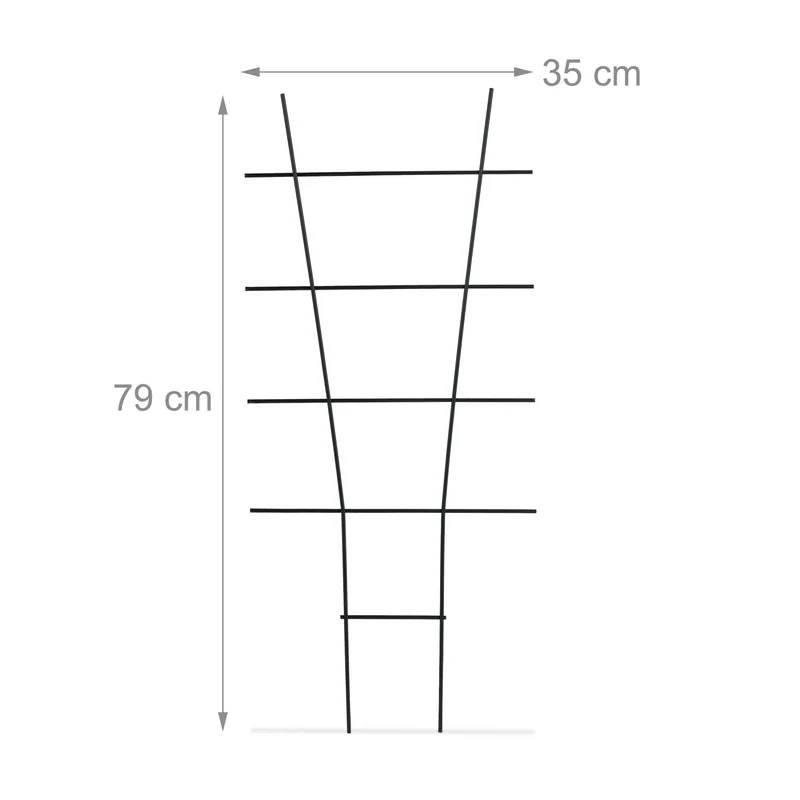 Lot de tuteurs à plantes en métal robuste 79 x 35 x 1 cm pour jardin support pratique en noir 13_0016835