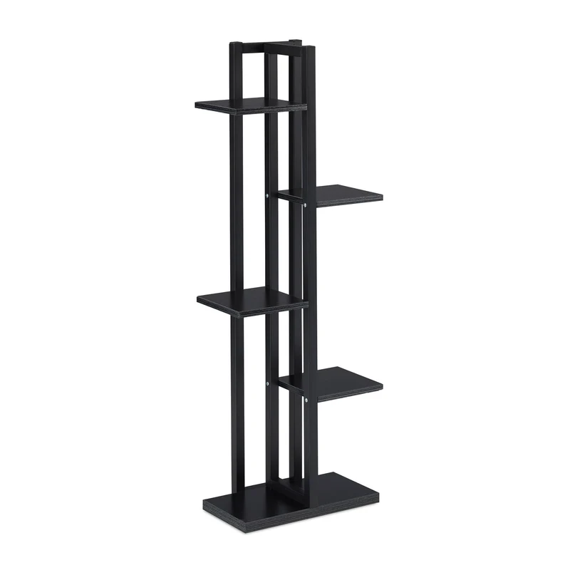 Étagère à plantes en escalier 117 x 43 x 22 cm supports robustes design contemporain en acier noir 13_0011041