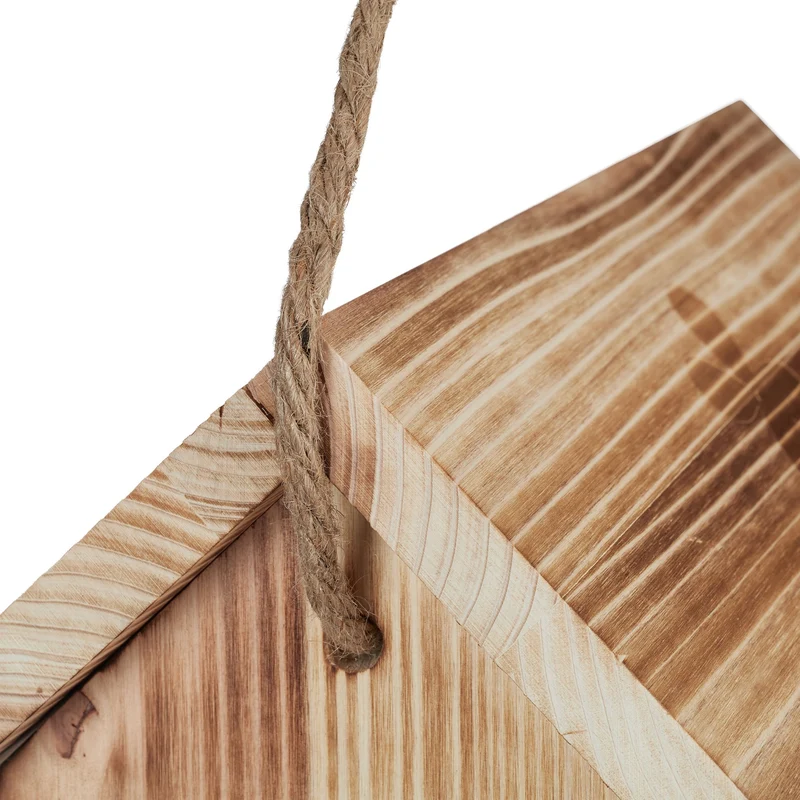 Mangeoire d'extérieur pour oiseaux jardin toit ouvrant 25 x 20 x 25 cm en bois flambé 13_0012342