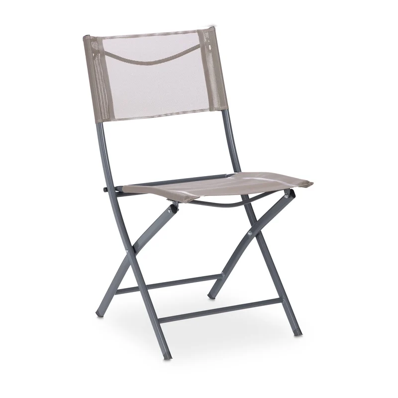 Lot de 2 chaises de jardin pliables légères confortables 105 x 45 x 50 cm en métal gris 13_0010188