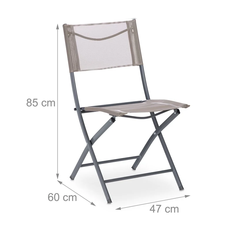 Lot de 2 chaises de jardin pliables légères confortables 105 x 45 x 50 cm en métal gris 13_0010188