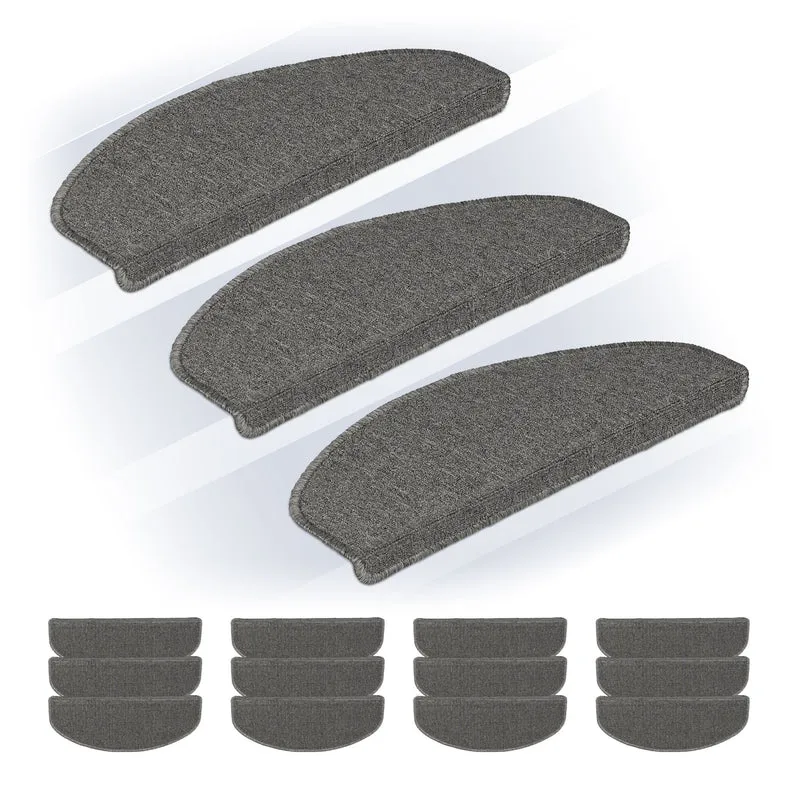 Lot de 15 marchettes semicirculaires antidérapantes escalier 4 x 65 x 24 cm en PVC noir 13_0016562