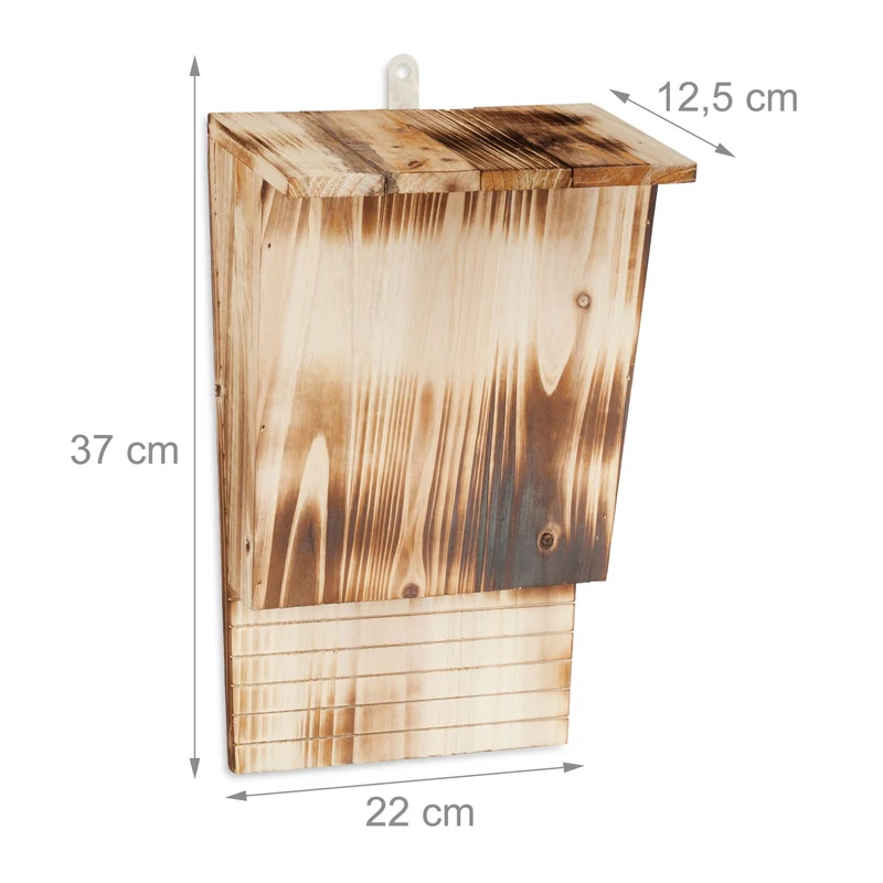 Nichoir à chauves-souris en bois naturel extérieur 30 x 25 x 15 cm abri idéal pour élever petits en sapin brun 13_0013261