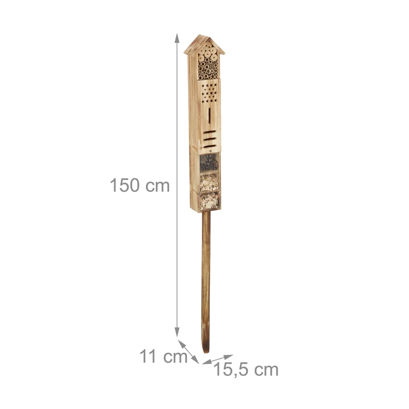 Hôtel à insectes design pour jardin 30 x 20 x 15 cm en bois naturel 13_0013143