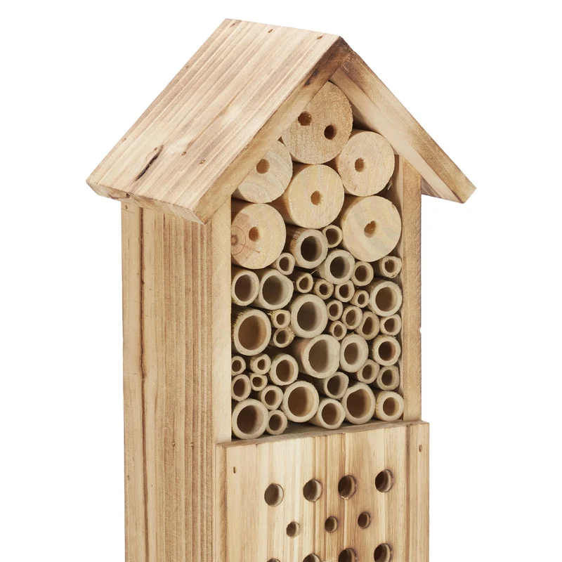 Hôtel à insectes design pour jardin 30 x 20 x 15 cm en bois naturel 13_0013143