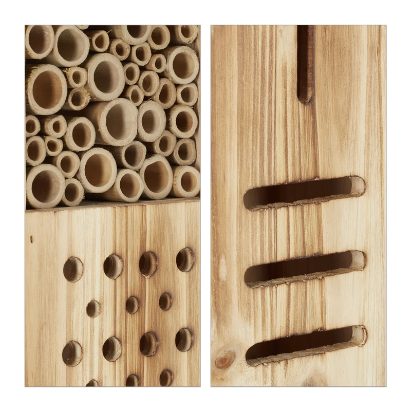 Hôtel à insectes design pour jardin 30 x 20 x 15 cm en bois naturel 13_0013143