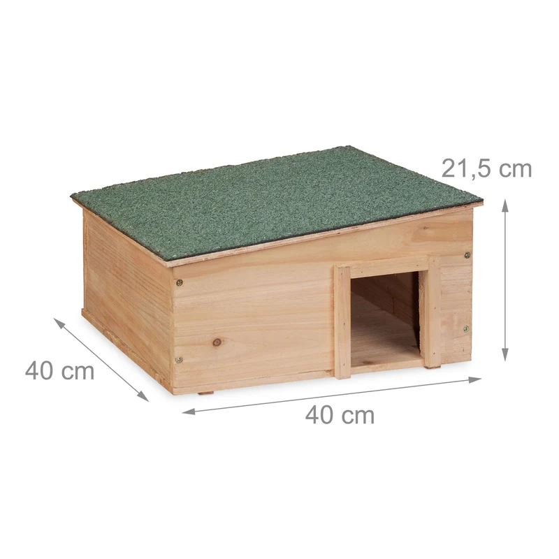 Abri pour hérisson en bois de sapin naturel 2 parties protection optimale hibernation jardin en bois naturel 13_0013429