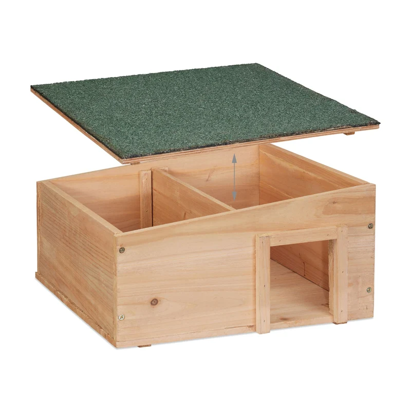 Abri pour hérisson en bois de sapin naturel 2 parties protection optimale hibernation jardin en bois naturel 13_0013429