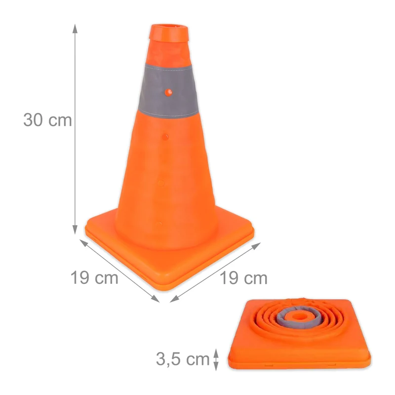 Lot de 4 cônes de sécurité pliables pour délimitation entraînement extérieur 40 x 40 x 40 cm en PVC orange 13_0017739