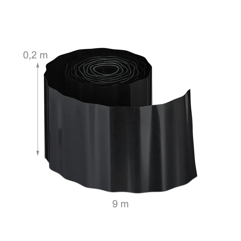 Lot de 5 bordures de jardin flexibles délimitant espaces verts et chemins en plastique noir 13_0016928
