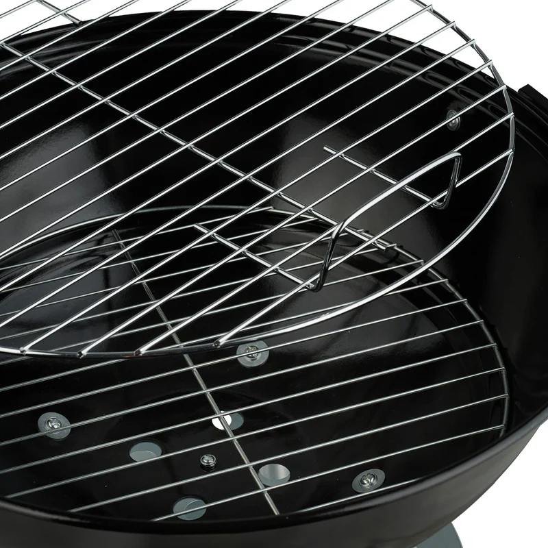 Barbecue charbon de bois espace extérieur pratique avec couvercle 115 x 60 x 45 cm en acier noir 13_0016744