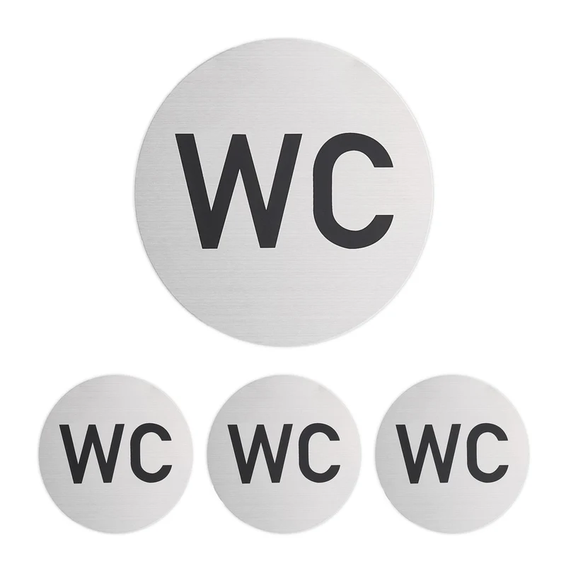 Lot de 4 panneaux WC autocollants design moderne salle de bain 10 x 10 cm en aluminium argenté 13_0015566