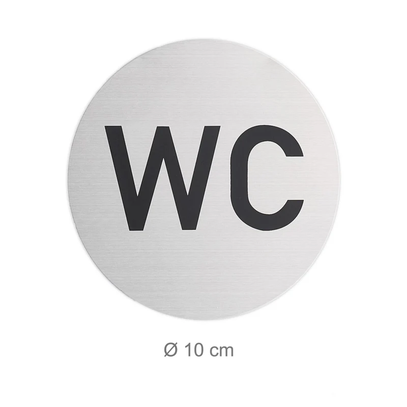 Lot de 4 panneaux WC autocollants design moderne salle de bain 10 x 10 cm en aluminium argenté 13_0015566