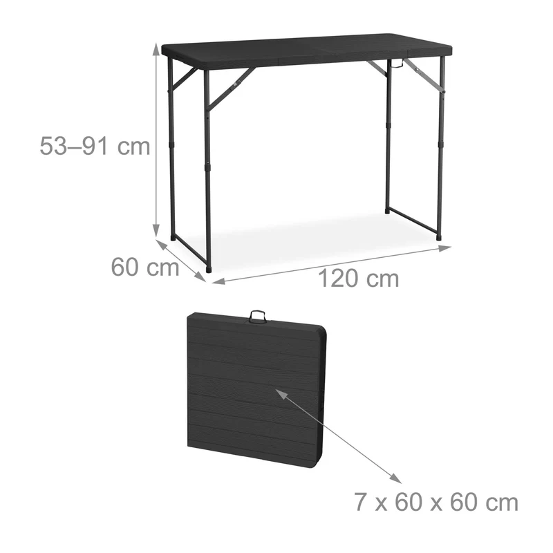 Table de jardin réglable hauteur 120 x 60 cm design moderne extérieur pratique en plastique blanc 13_0015778