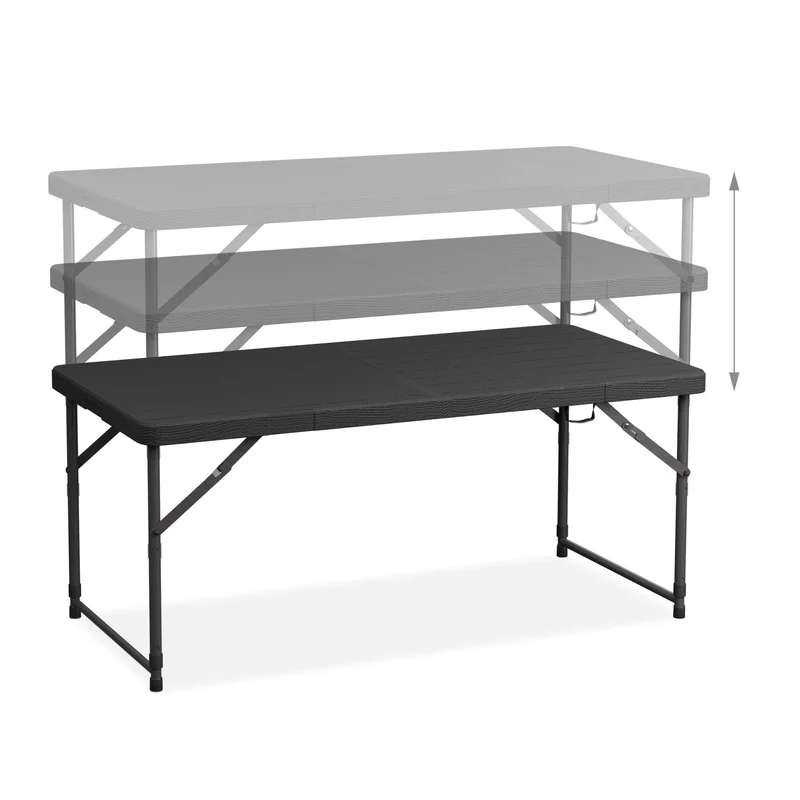 Table de jardin réglable hauteur 120 x 60 cm design moderne extérieur pratique en plastique blanc 13_0015778