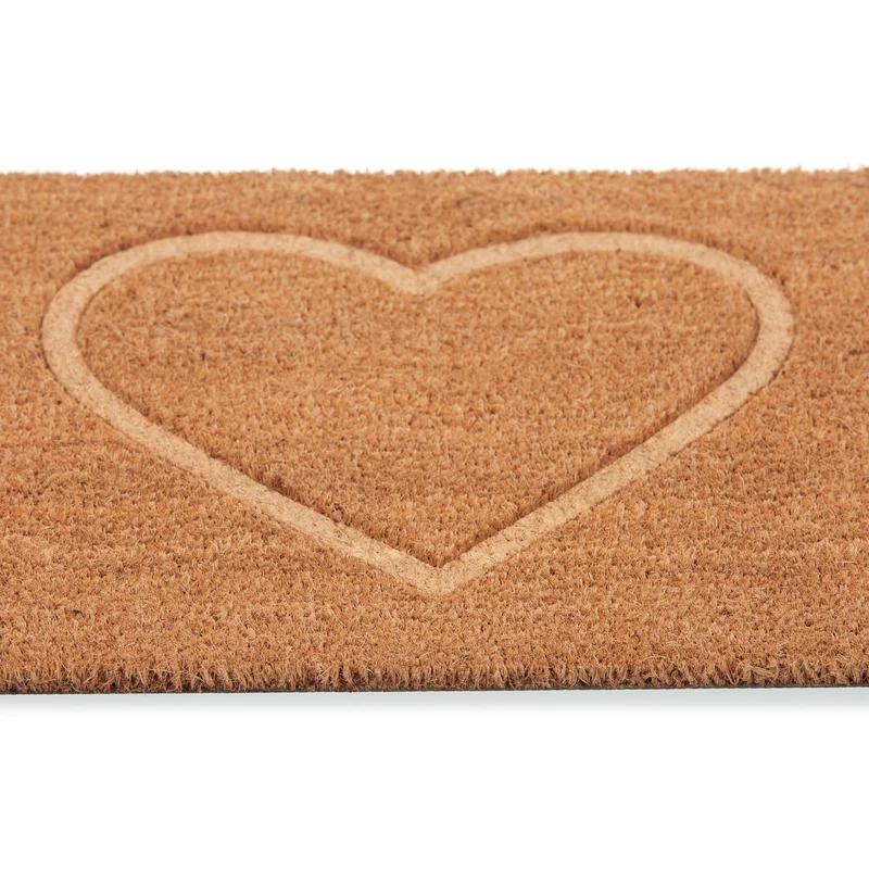 Tapis paillasson accueillant cœur extérieur intérieur 40 x 60 cm antidérapant en fibre de coco naturel 13_0015610
