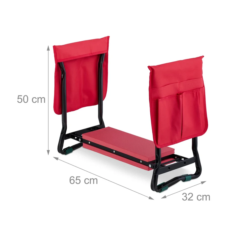 Tabouret de jardin pliable 60 x 30 x 25 cm confort ergonomique pratiques 2 en 1 en plastique rouge 13_0012573
