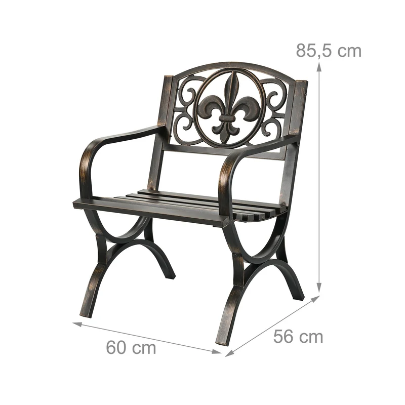 Chaise de jardin vintage large et incurvée confort d'assise 60 x 60 x 90 cm en métal vert 13_0017485