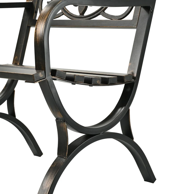 Chaise de jardin vintage large et incurvée confort d'assise 60 x 60 x 90 cm en métal vert 13_0017485