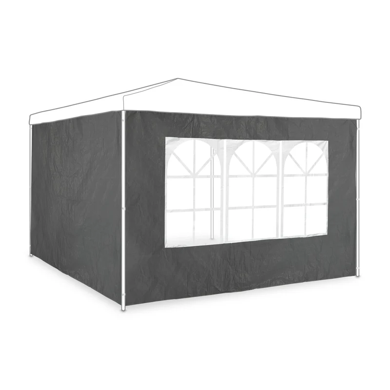 Lot de 2 parois latérales pour pavillon de jardin protection contre intempéries fixation rapide en plastique gris 13_0010632