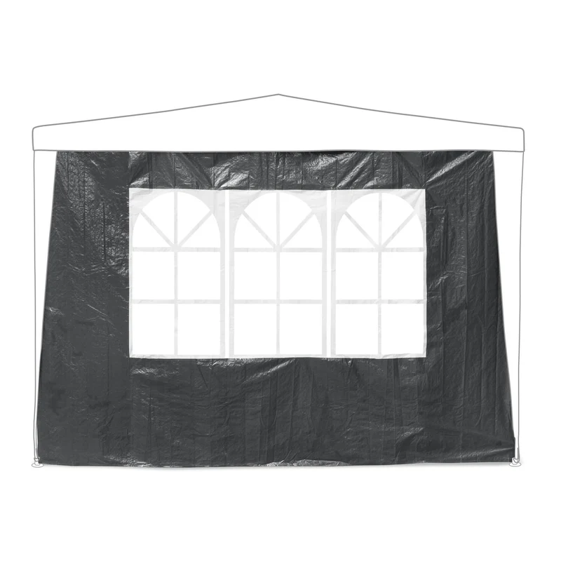 Lot de 2 parois latérales pour pavillon de jardin protection contre intempéries fixation rapide en plastique gris 13_0010632