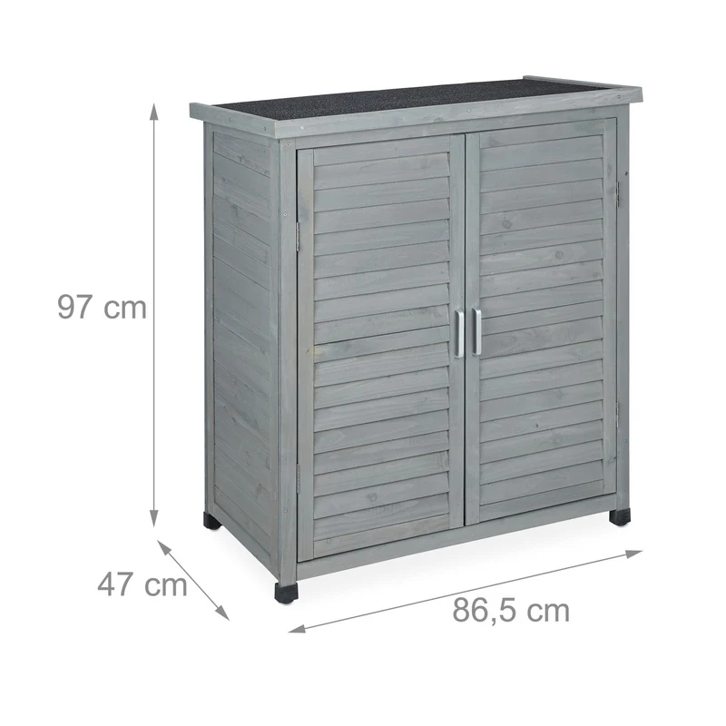 Armoire de jardin en bois pour extérieur 3 étagères rangement polyvalent style moderne en bois gris 13_0011262