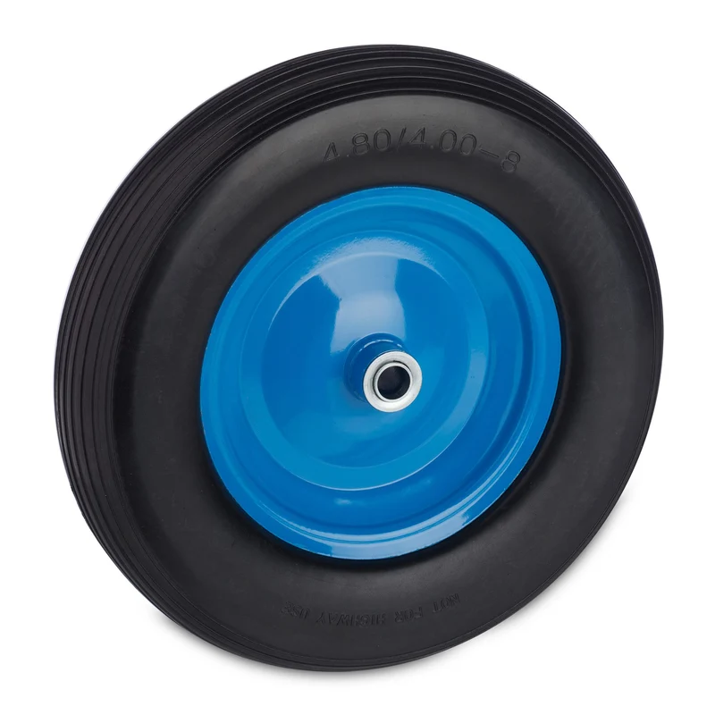 Roue de brouette 38,5 x 8 cm poids léger capacité 120 kg confort de manutention en PU noir 13_0010713