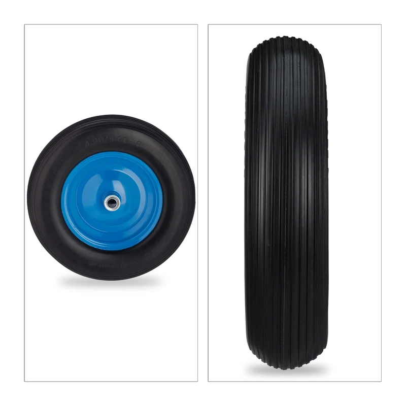 Roue de brouette 38,5 x 8 cm poids léger capacité 120 kg confort de manutention en PU noir 13_0010713