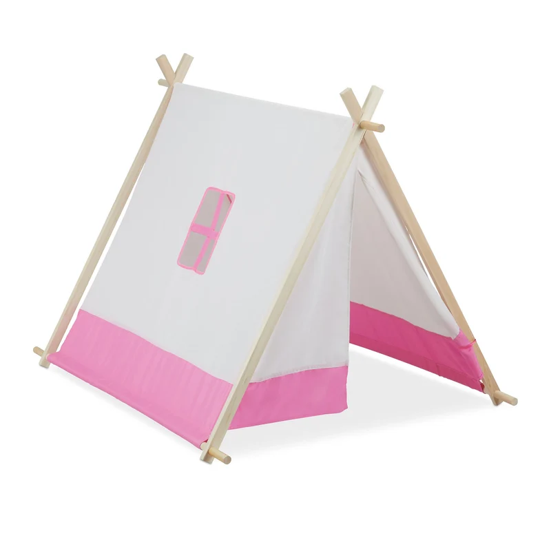 Tente de jeux décorative pour chambre d'enfant 150 x 100 x 100 cm avec fenêtres et accès facile en bois blanc 13_0011587