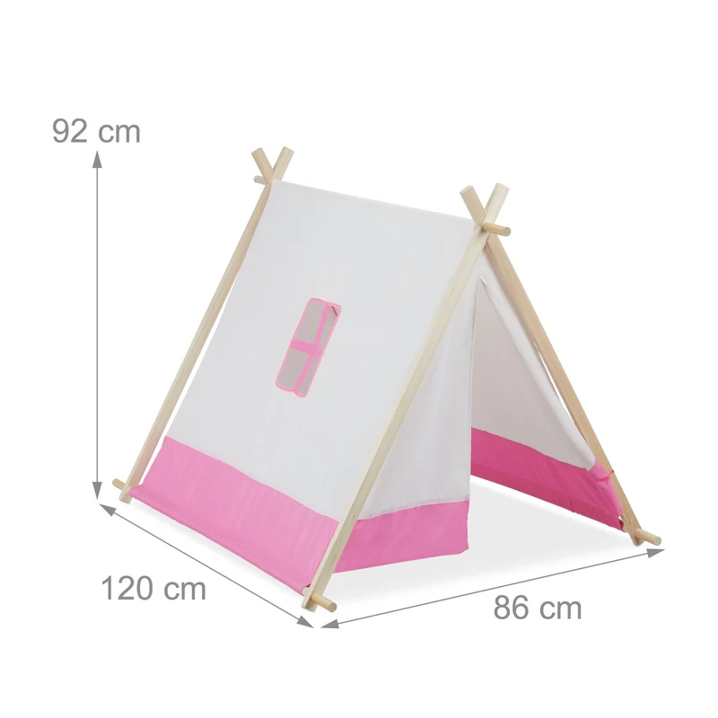 Tente de jeux décorative pour chambre d'enfant 150 x 100 x 100 cm avec fenêtres et accès facile en bois blanc 13_0011587