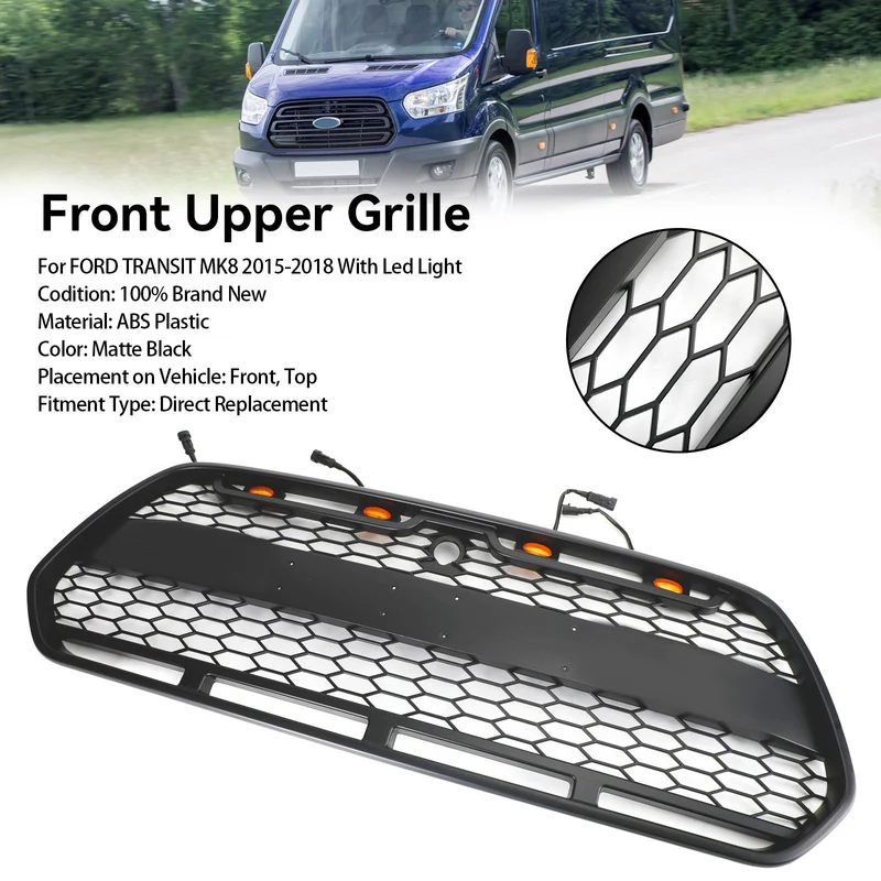 Calandre Noir Mate LED Ford Transit MK8 Raptor 2015-2018