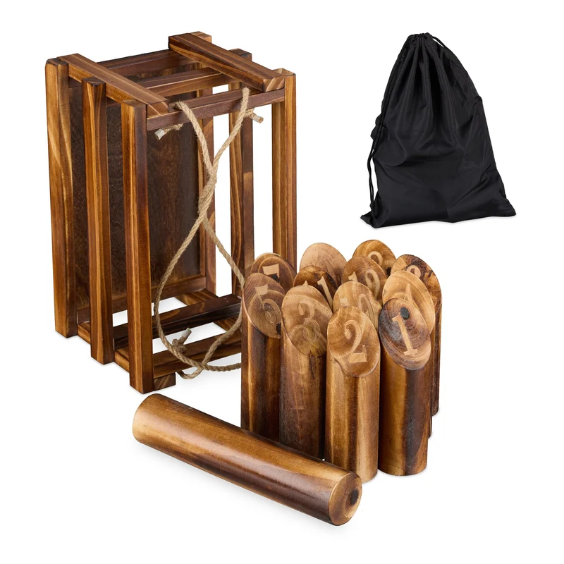 Jeu de lancer extérieur design décoratif jardin famille 60 x 10 x 10 cm en bois de pin flambé 13_0016384