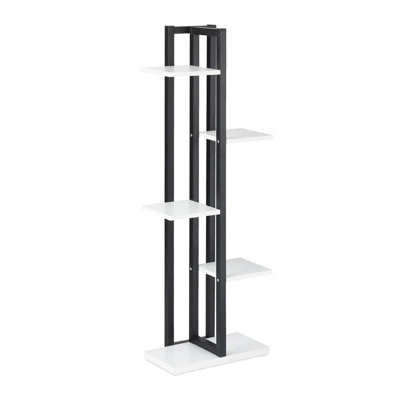 Étagère à plantes en escalier 117 x 43 x 22 cm supports robustes design contemporain en acier noir 13_0011042