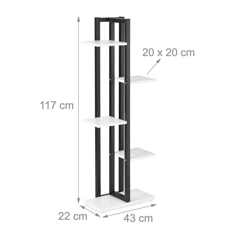 Étagère à plantes en escalier 117 x 43 x 22 cm supports robustes design contemporain en acier noir 13_0011042