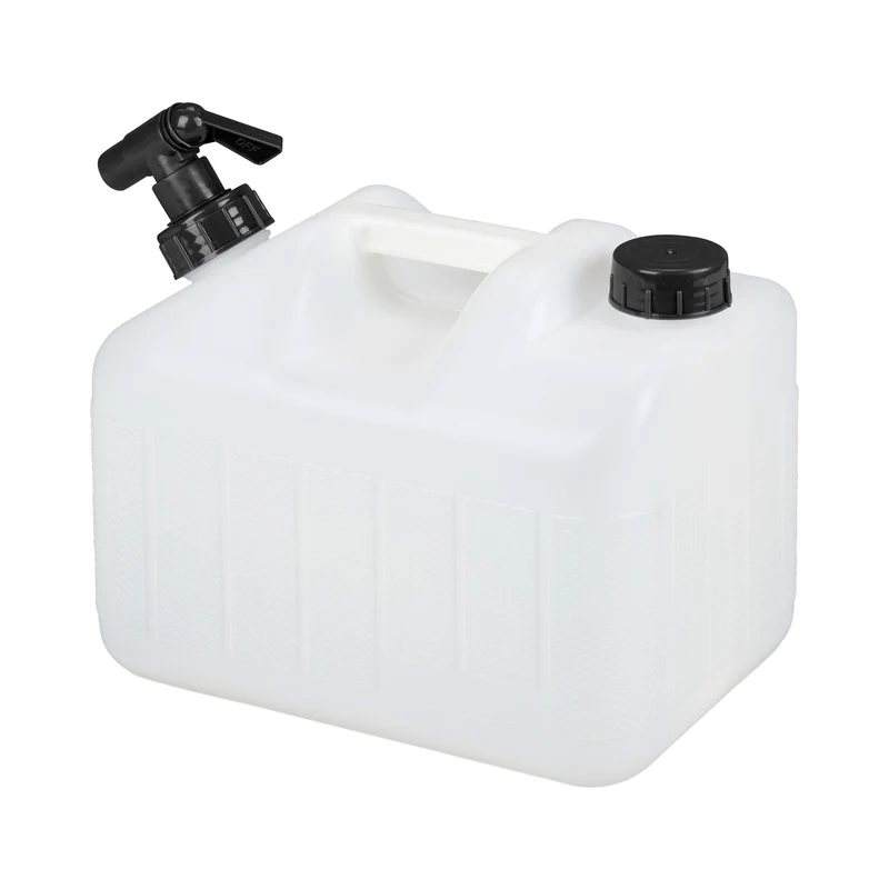 Jerrican d'eau transportable avec robinet rotatif 37 x 19,5 x 36,5 cm pratique camping en plastique blanc 13_0010593