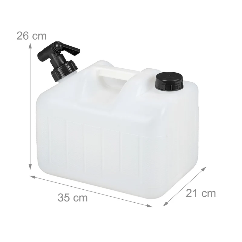 Jerrican d'eau transportable avec robinet rotatif 37 x 19,5 x 36,5 cm pratique camping en plastique blanc 13_0010593