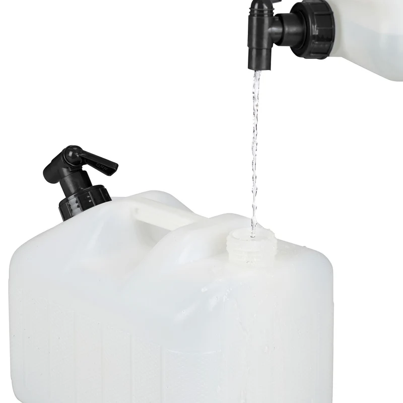 Jerrican d'eau transportable avec robinet rotatif 37 x 19,5 x 36,5 cm pratique camping en plastique blanc 13_0010593
