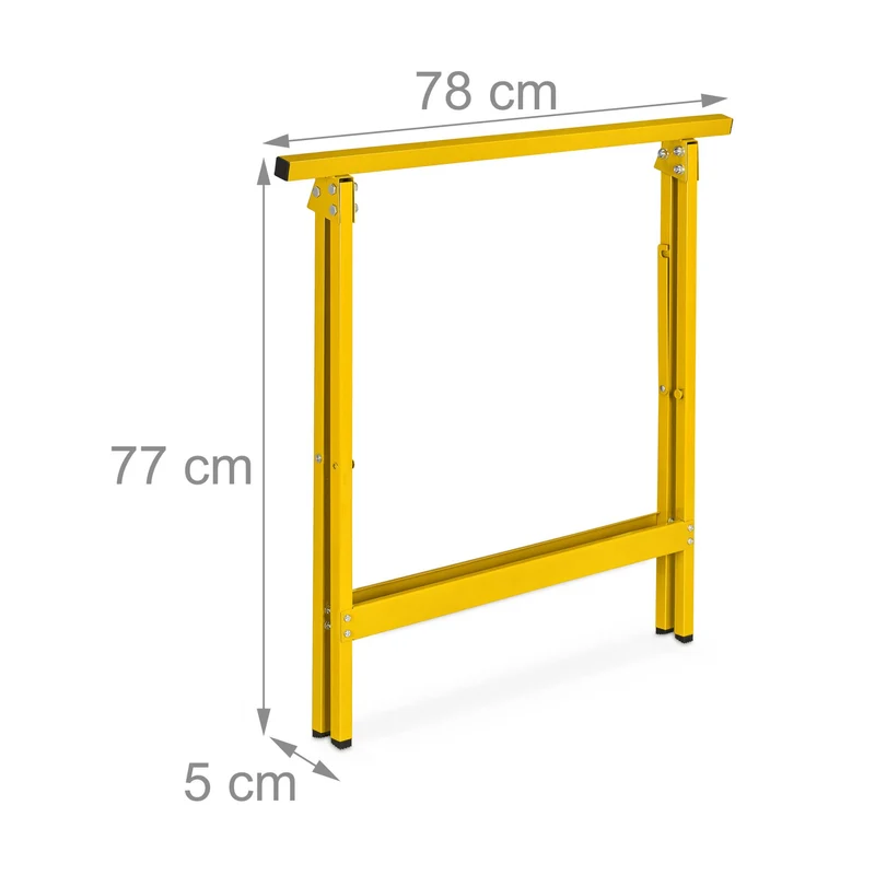 Lot de 2 tréteaux robustes polyvalents bricolage 100 x 60 x 75 cm en acier jaune 13_0013915