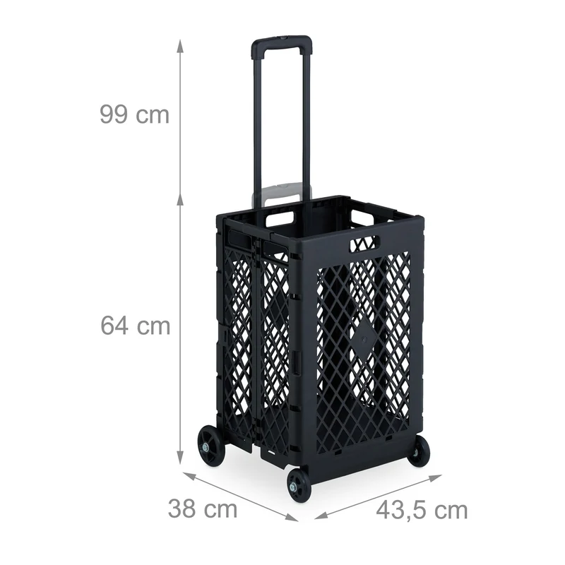 Chariot de courses pliable pratique camping 99 x 43,5 x 38 cm charge élevée poignées ergonomiques en plastique rouge 13_0016130