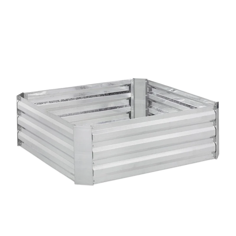 Carré potager en métal galvanisé pour jardin dehors 30 x 90 x 90 cm hauteur des parois contrôle de l'humidité en métal argenté 13_0011840