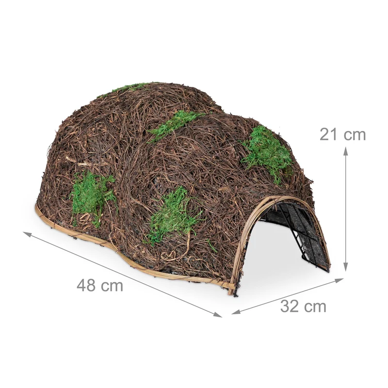 Niche pour hérisson abri d'hiver jardin 60 x 40 x 30 cm isolation optimale en paille beige 13_0011875