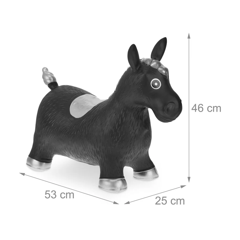 Lot de 1 cheval sauteur intérieur extérieur 78 x 40 x 65 cm améliore équilibre et coordination en PVC noir 13_0012459