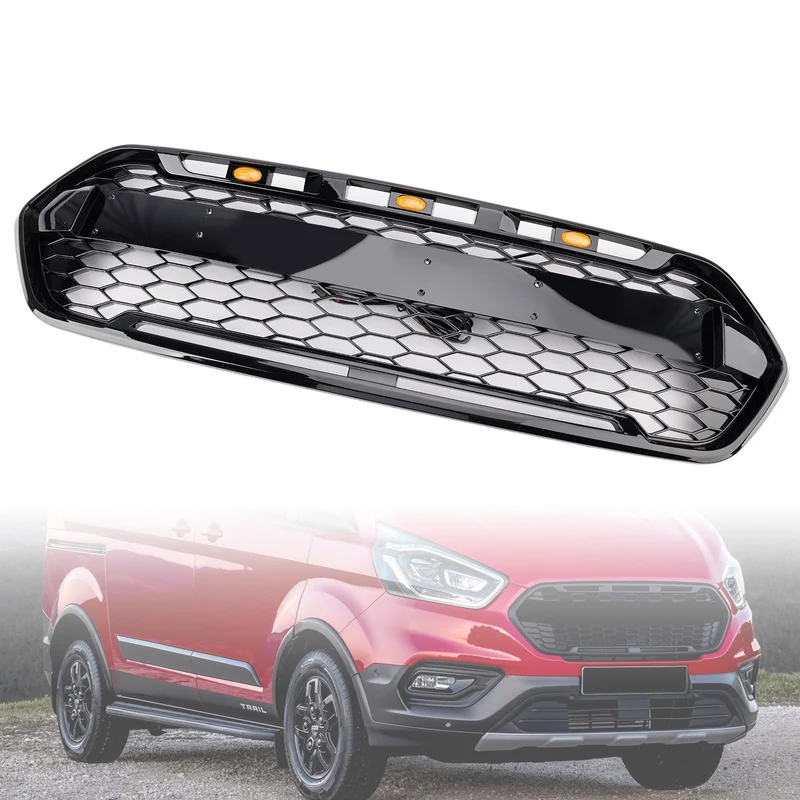 Calandre Noir Brillant 3 LED Ford Transit Custom Raptor 2018-2023