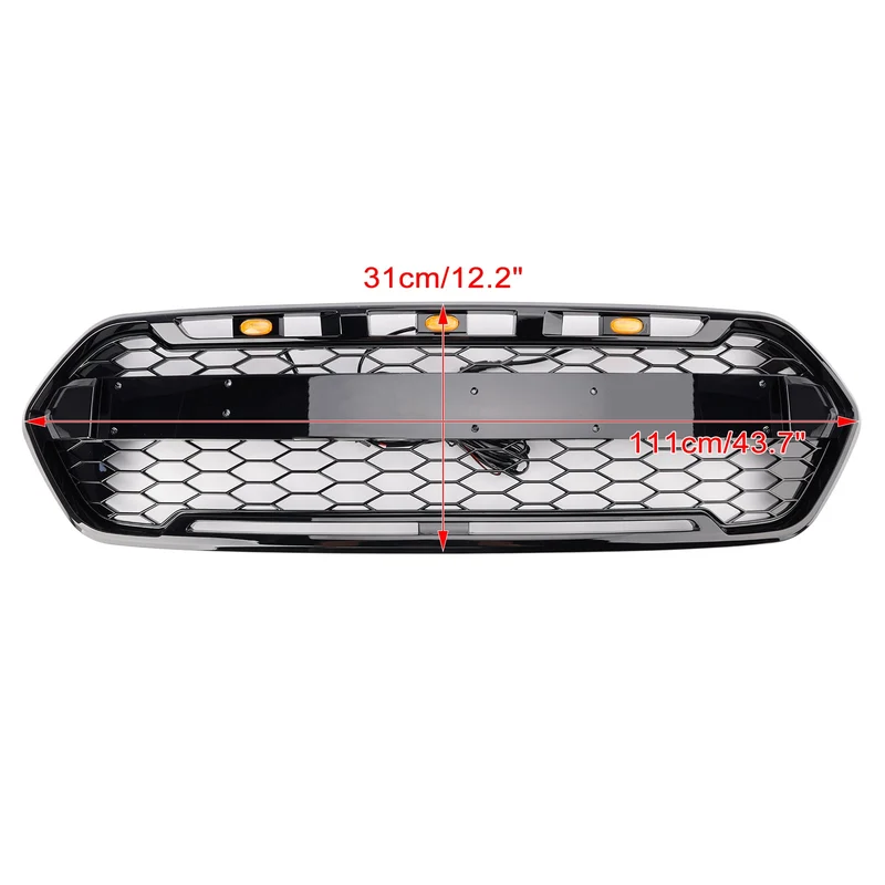 Calandre Noir Brillant 3 LED Ford Transit Custom Raptor 2018-2023