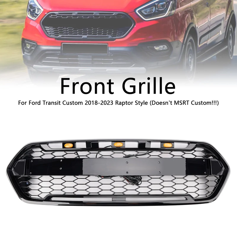 Calandre Noir Brillant 3 LED Ford Transit Custom Raptor 2018-2023